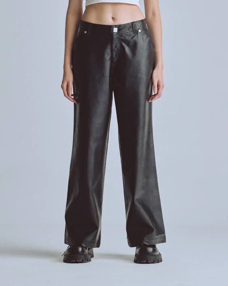 Jeans Women Undergold Capsule Pleather Wide Black